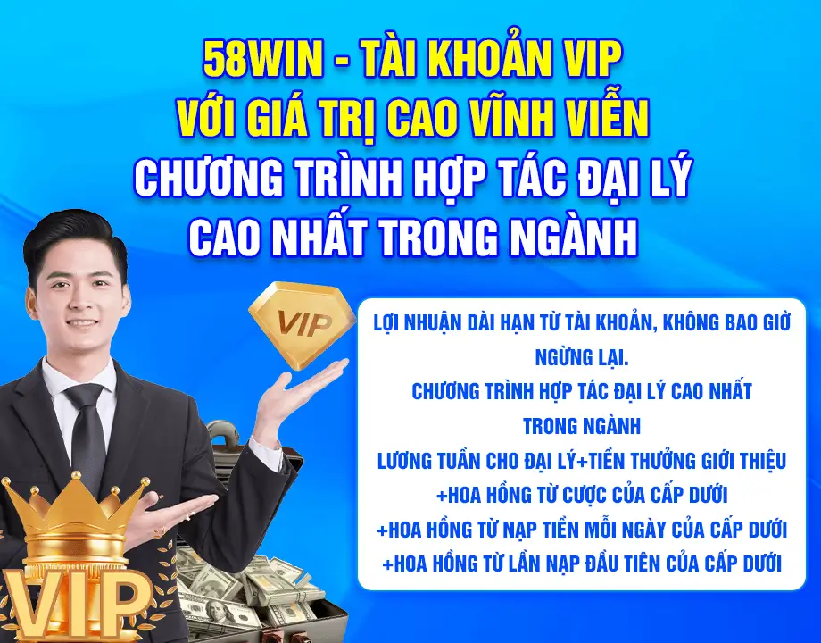 58WIN 1 Tài khoản VIP với giá trị cao vĩnh viễn